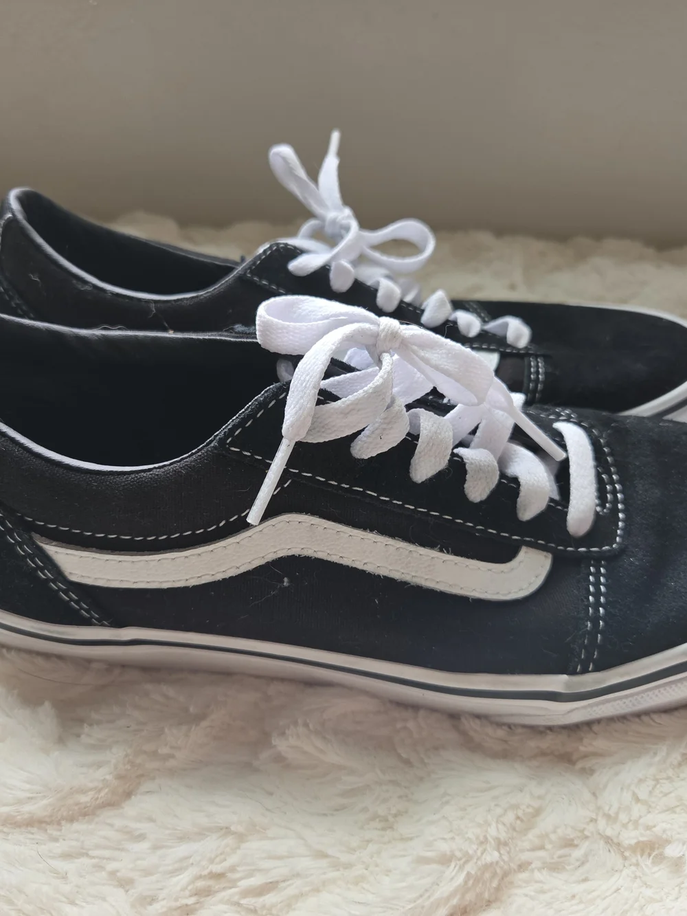 Vans Black and White Low-Top Skate Shoes